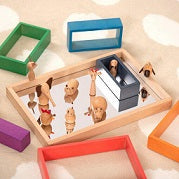 Bandeja de madeira com espelho