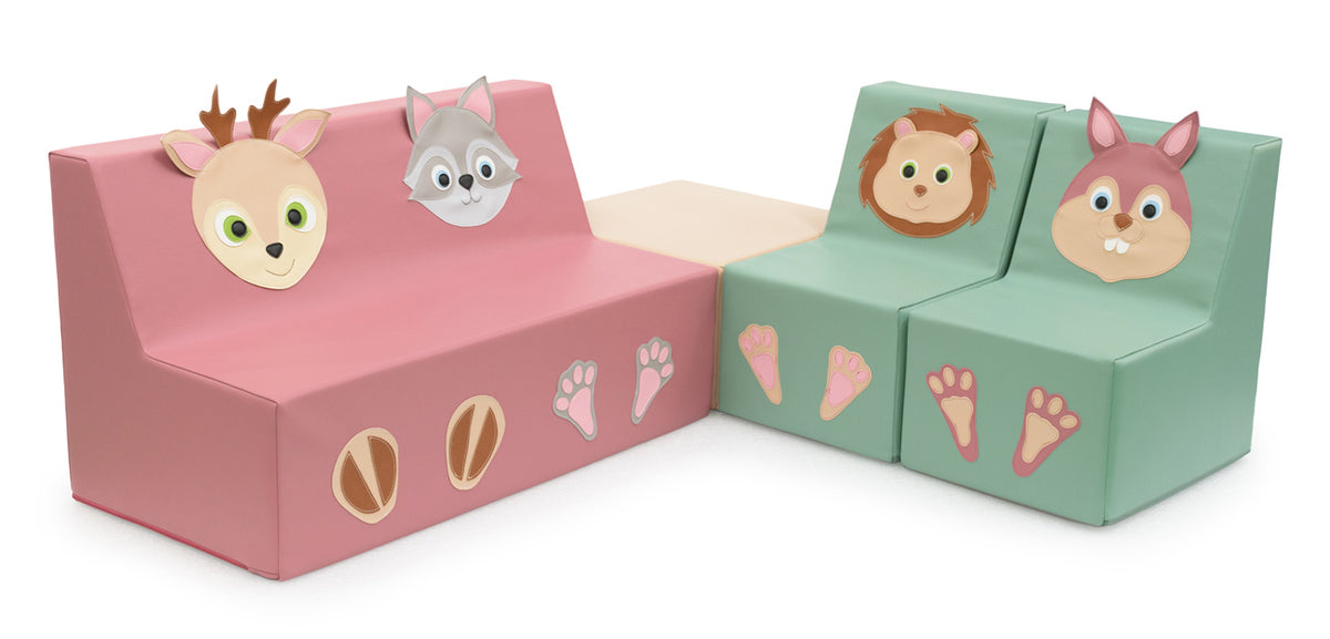 Conjunto de sofás com quadrado Animais da Selva (linha pré-escolar 25 cm altura)