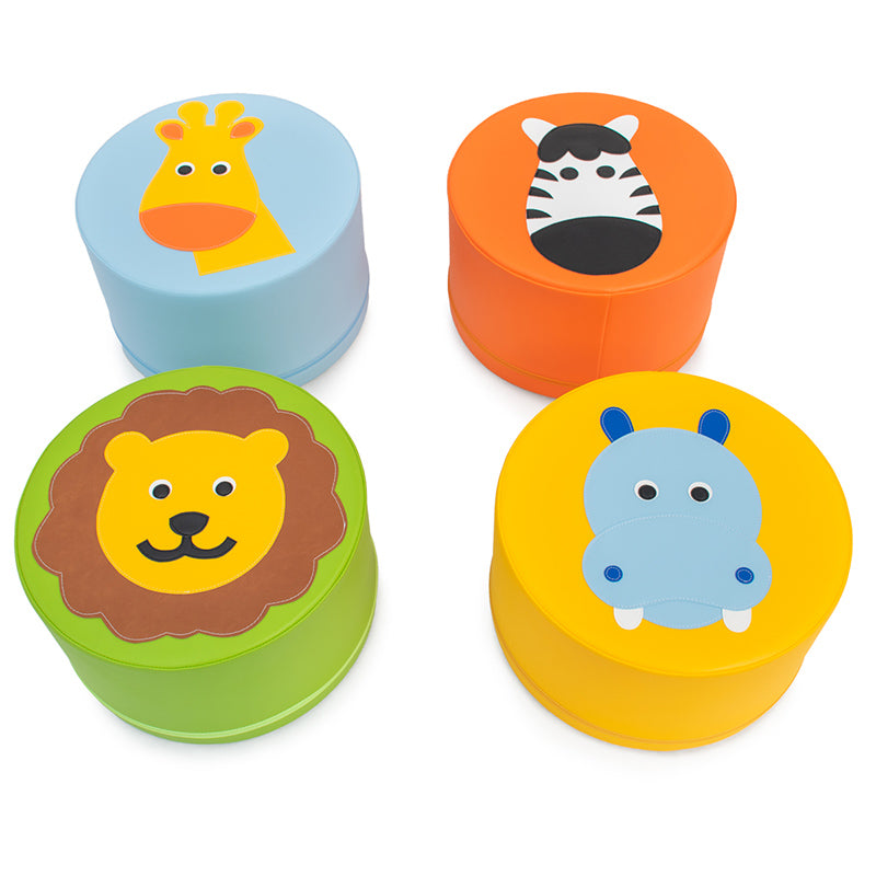 Conjunto banquinhos animais da selva (4 unidades) (linha pré-escolar 25 cm altura)