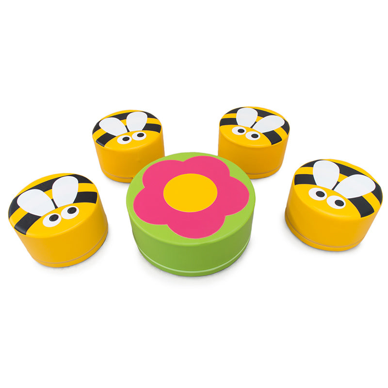 Conjunto mesa flor com 4 banquinhos abelha (linha pré-escolar)