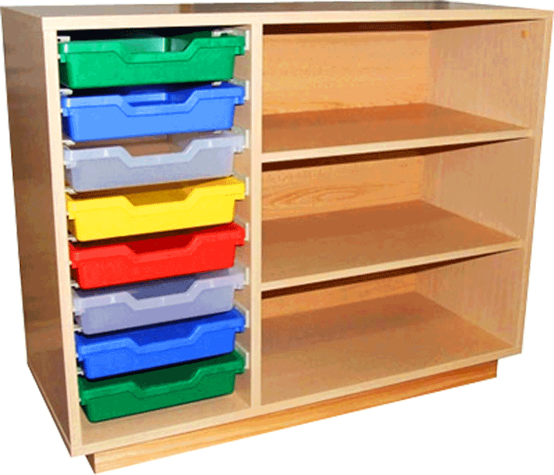 Armário médio 8 caixas e prateleiras