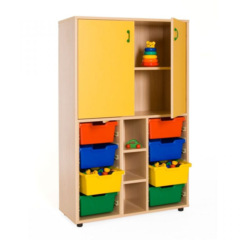 Armário alto portas e 8 caixas