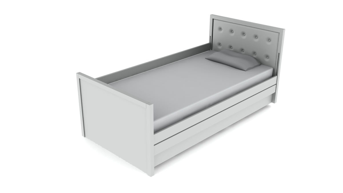 Cama articulada elétrica com carro elevação elétrico e grades madeira