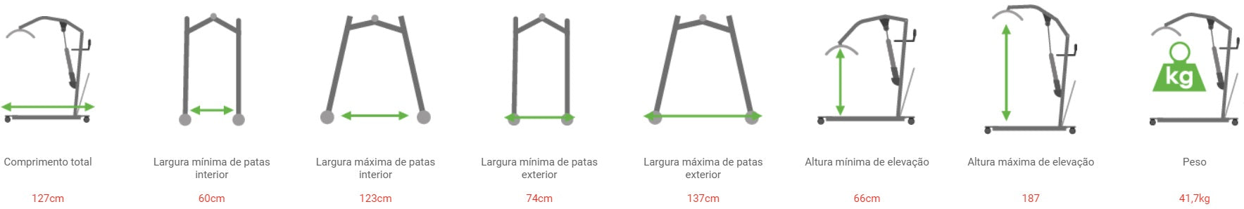 Grua transferência elétrica 150kg