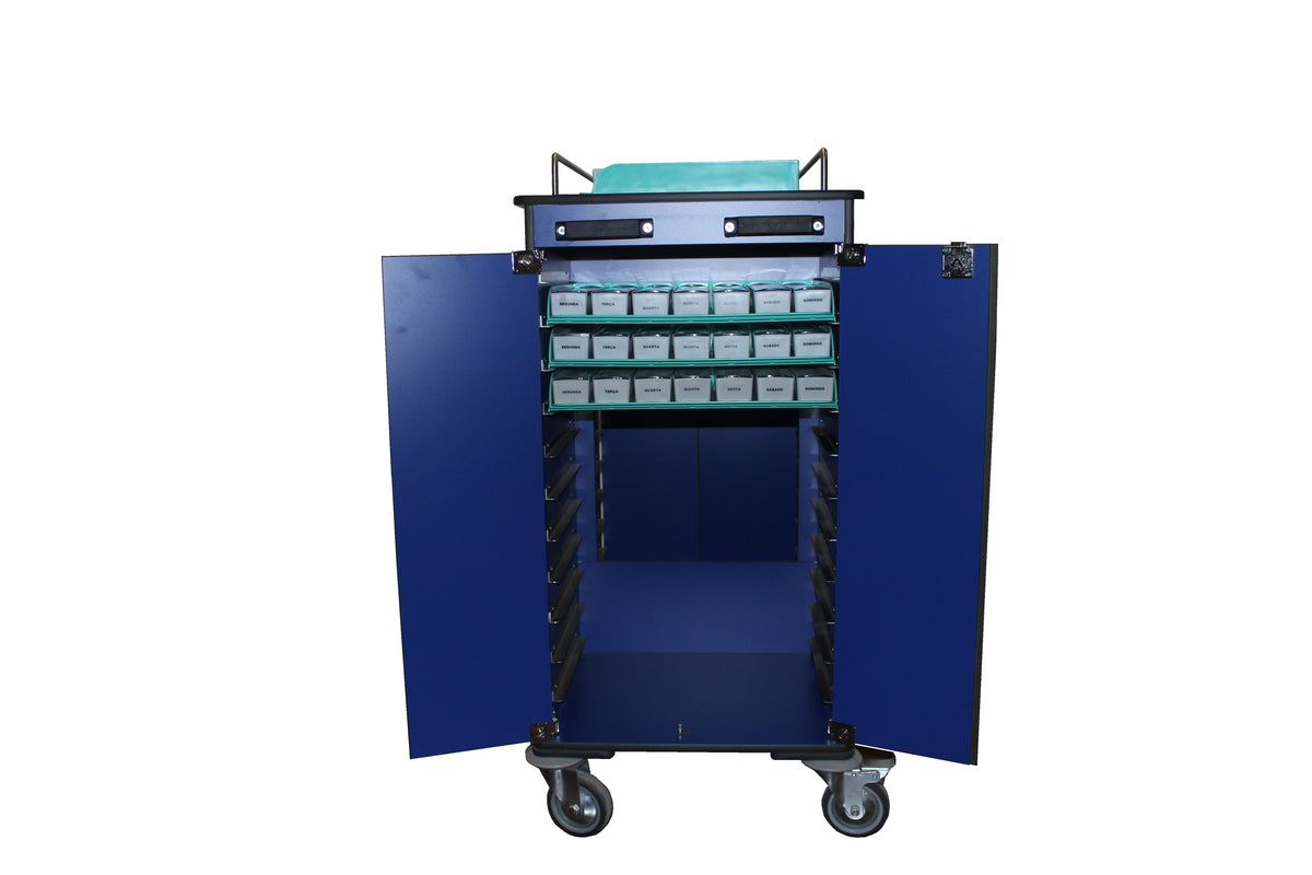 Carro transporte organizadores semanais medicamentos