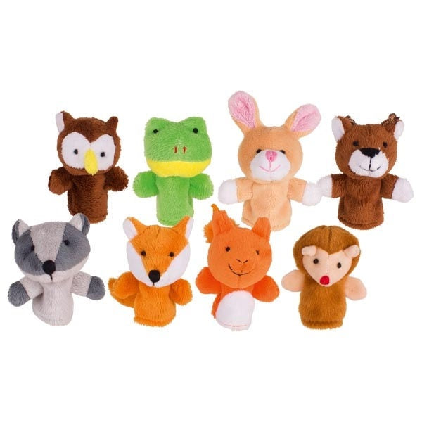 Conjunto de 8 fantoches de dedo animais do bosque