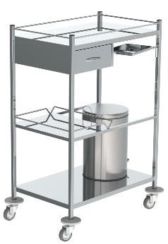 Mesa de pensos com 1 gaveta 1 tabuleiro  inox