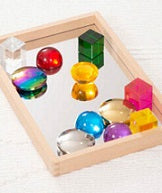 Bandeja de madeira com espelho