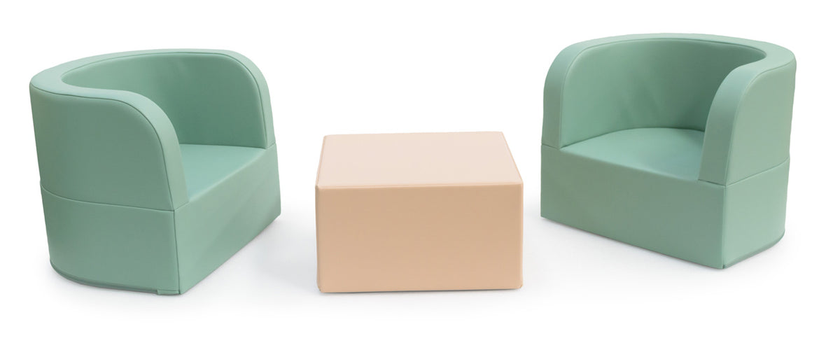 Conjunto de 2 sofás de braços com mesa