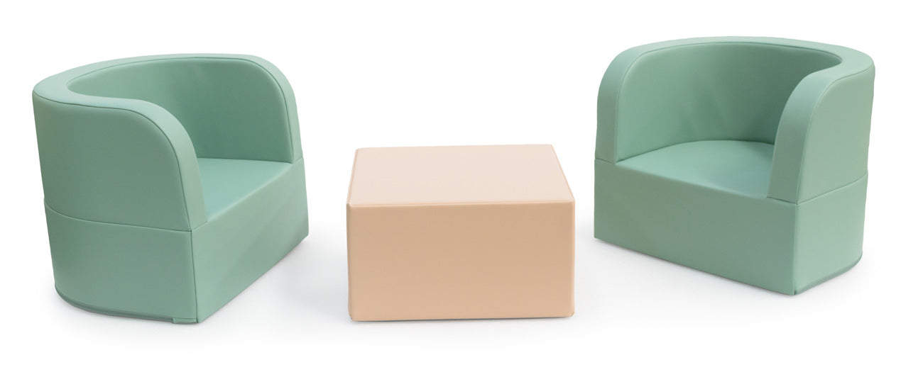 Conjunto de 2 sofás de braços com mesa